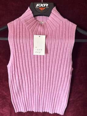 A New Day Women's Mock Turtleneck Ribbed Knit Sleeveless Sweater Tank Top in Pin